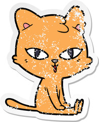 distressed sticker of a cartoon cat