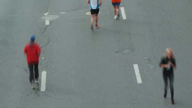 Participants of running maraphon from top
