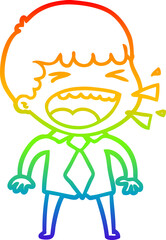 rainbow gradient line drawing cartoon laughing man