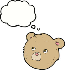 cartoon teddy bear face with thought bubble