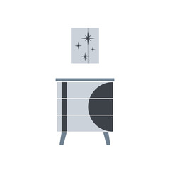 Nightstand icon in flat color style. Furniture nightstand interior