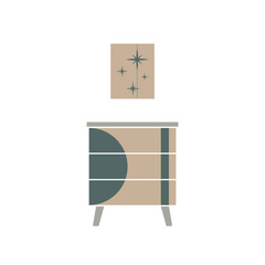Nightstand icon in flat style. Furniture vector illustration isolated on white background. Nightstand interior concept