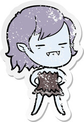 distressed sticker of a cartoon undead vampire girl