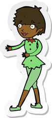 sticker of a cartoon christmas elf woman