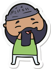 sticker of a cartoon happy bearded man
