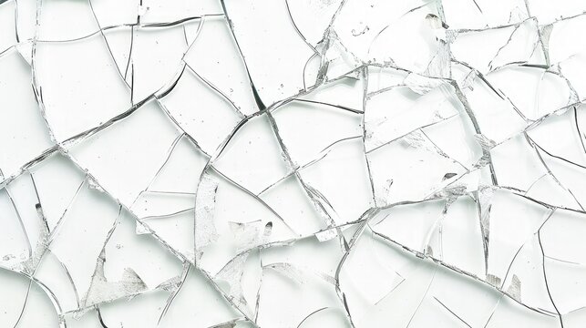Cracked glass on a white background texture