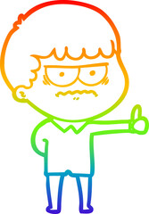 rainbow gradient line drawing cartoon annoyed man