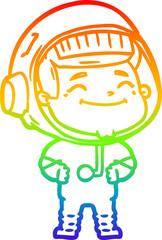rainbow gradient line drawing happy cartoon astronaut