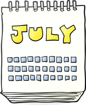cartoon calendar showing month of July