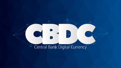 CBDC money on blue gradient background. Central Bank Digital Currency vector. Low poly pattern. Web banner template design - 751485709