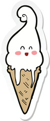 sticker of a cartoon ice cream