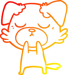 warm gradient line drawing cute cartoon dog