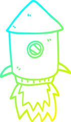 cold gradient line drawing cartoon space rocket