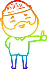 rainbow gradient line drawing cartoon happy bearded man