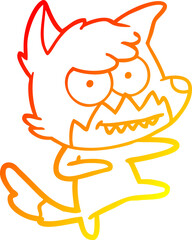 warm gradient line drawing cartoon grinning fox