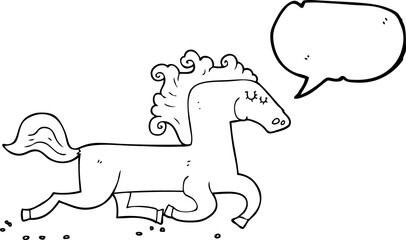 speech bubble cartoon running horse