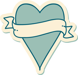 tattoo style sticker of a heart and banner
