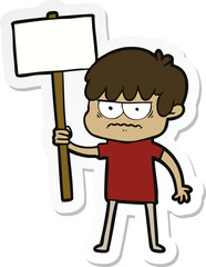 sticker of a annoyed cartoon boy
