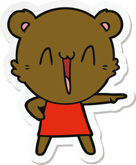 sticker of a happy bear cartoon