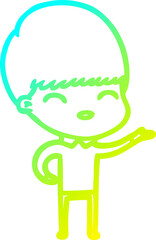 cold gradient line drawing happy cartoon boy