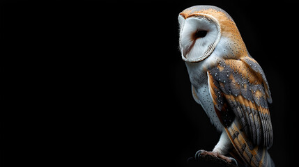Barn Owl Tyto Alba 4 Months Old with Copy Space Generative Ai