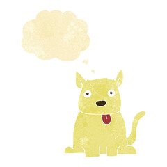 cartoon dog sticking out tongue with thought bubble