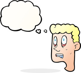 thought bubble cartoon staring man drooling