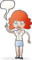 cartoon happy woman with idea with speech bubble