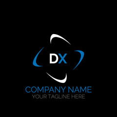 DX letter logo creative design. DX unique design. DX creative initials letter logo concept. DX letter logo design on black background.