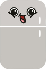 flat color retro cartoon fridge freezer