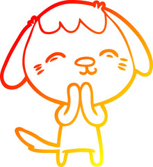 warm gradient line drawing happy cartoon dog