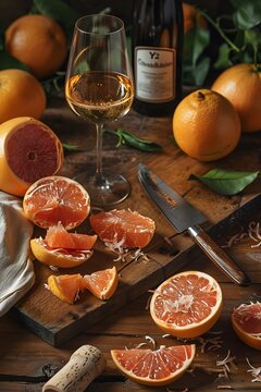 grapefruits oranges, sliced, slices, juicy citrus fruits, still life, hard shadows, photo wallpaper for your phone, peach color, color of the year