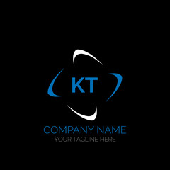 KT letter logo creative design. KT unique design. KT creative initials letter logo concept. KT letter logo design on black background.