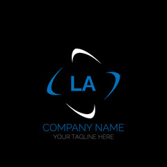 LA letter logo creative design. LA unique design. LA creative initials letter logo concept. LA letter logo design on black background.