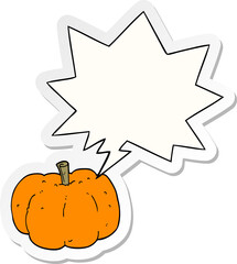 cartoon pumpkin and speech bubble sticker