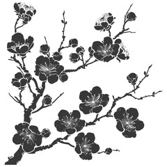 Silhouette Cherry blossoms or sakura flower black color only