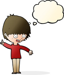 cartoon boy with question with thought bubble