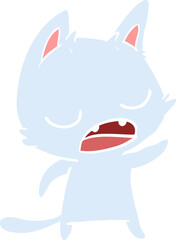 talking cat flat color style cartoon