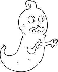 black and white cartoon ghost