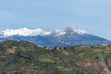 Fototapeta na wymiar Scenic view of snowcapped mountains against the sky in Setif, Algeria.