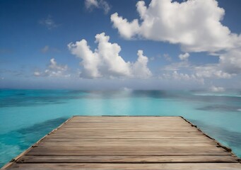 Fototapeta na wymiar Caribbean sea and wooden platform