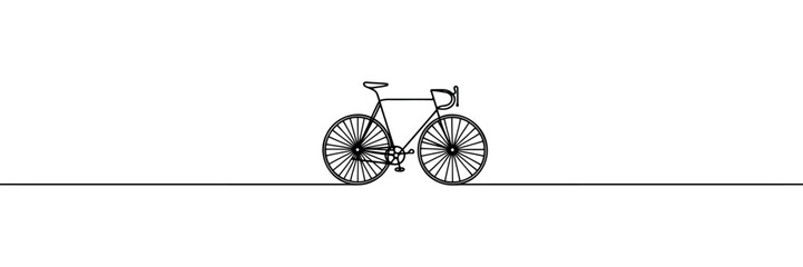 Bicycle in continuous line art drawing style. Pedal cycle black linear sketch isolated on white background. Vector illustration.