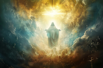 Ascension day of jesus christ or resurrection day of the son of god ascension day concept in church. Generative Ai