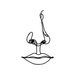 One line drawing face. Modern minimalism art, aesthetic contour. Abstract woman portrait in the minimalist style. Continuous line vector illustration.