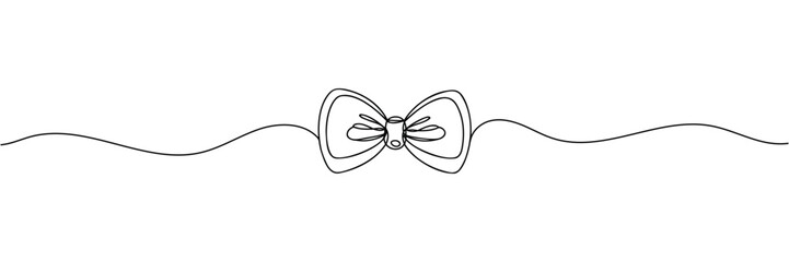 Continuous line drawing of decorative ribbon bow. Vector illustration