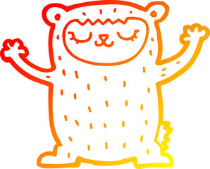 warm gradient line drawing cute cartoon bear