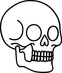 black line tattoo of a skull