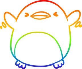 rainbow gradient line drawing cute penguin flapping wings