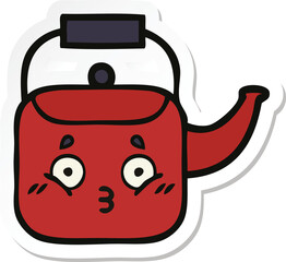 sticker of a cute cartoon kettle