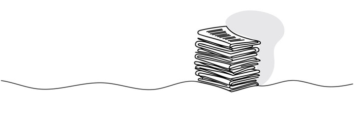 One line drawing of a stack of news newspapers. Vector illustration - obrazy, fototapety, plakaty